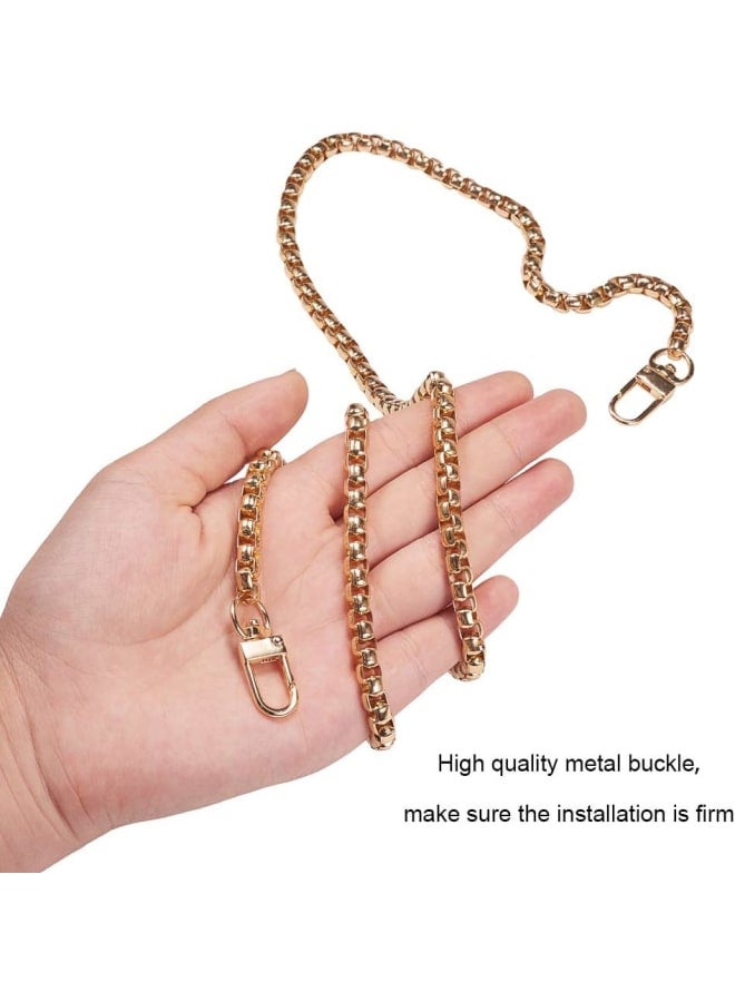 Flat Chain Strap, 4pcs 32 Inch Iron Bag Chains Strap Link Box Chain Replacement Bag Chain with Alloy Swivel Clasps for DIY Handbag Purse Wallet Clutch Crafts Making, Light Gold/Platinum  - Image 3
