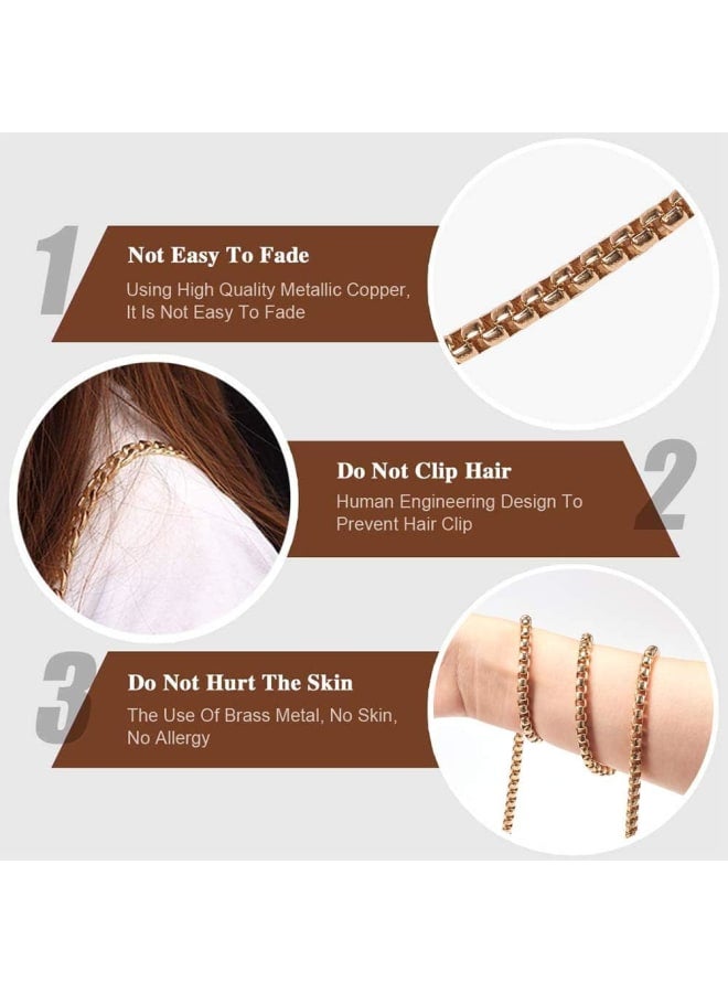 Flat Chain Strap, 4pcs 32 Inch Iron Bag Chains Strap Link Box Chain Replacement Bag Chain with Alloy Swivel Clasps for DIY Handbag Purse Wallet Clutch Crafts Making, Light Gold/Platinum  - Image 4