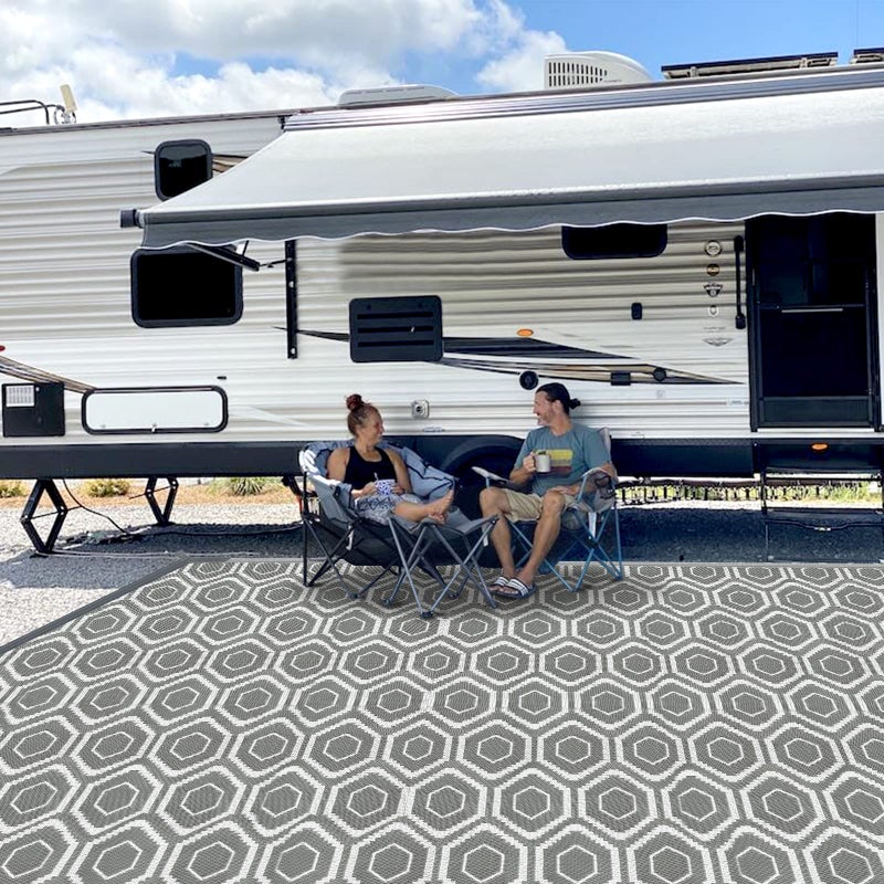fifame Outdoor Camping Rugs, Rug Patios Clearance Plastic Straw Rug Weatherproof Reversible Mats, Large Floor Mat for Outdoors, RV, Patio, Backyard, Deck, Picnic, Beach, Trailer, Camping - Image 1