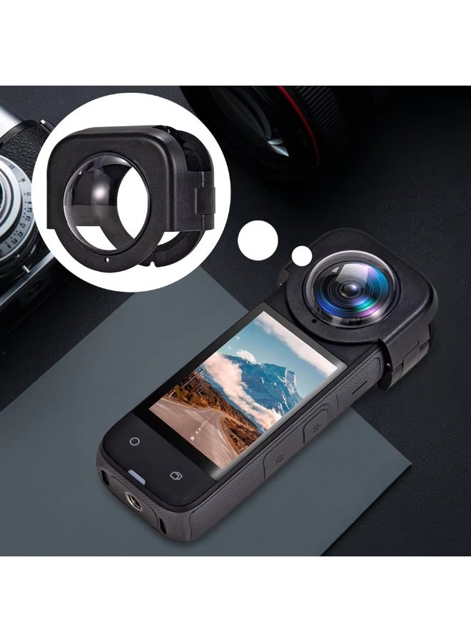 O Ozone Lens Guard Cap Compatible for Insta360 X5,Optical Tempered Glass Lens Guard Protective Cover,HD Transparent Dual Snap Design Lens Cap - Black - Image 3