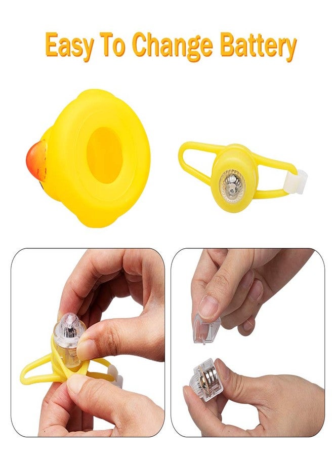 wonuu Rubber Duck Car Ornaments Yellow Duck Car Dashboard Decorations Squeeze Duck Bicycle Horns with Propeller Helmet (Bright Rose-Light) - Image 5