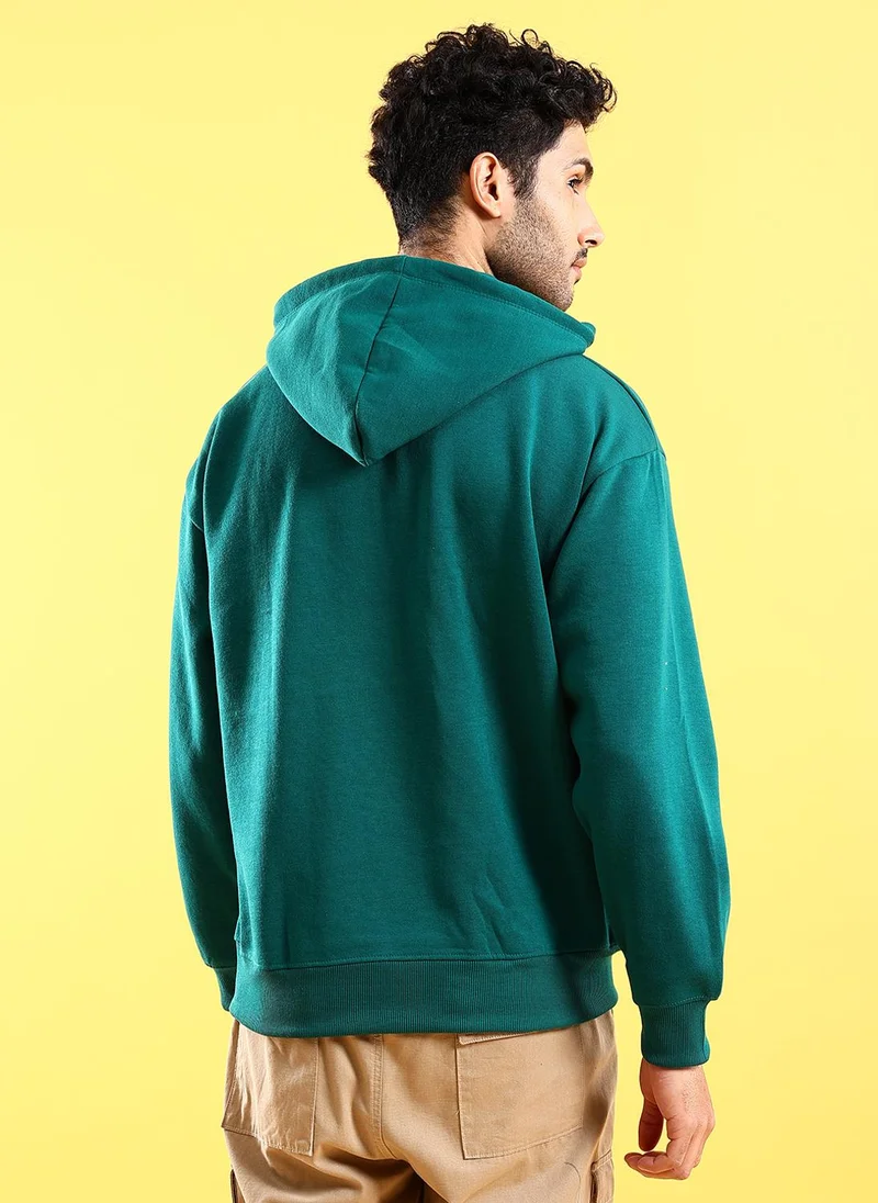 The Indian Garage Co Men Regular Fit Solid Overhead Hooded Sweatshirt