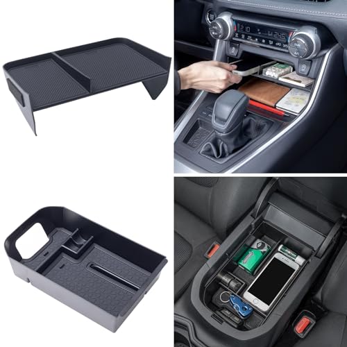 TOPINSTALL صينية فتحات ضخمة TOPINSTALL 2025 متوافقة مع تويوتا RAV4 و RAV 4 Prime من 2019-2025، فاصل صينية وحدة التحكم المركزية للهواتف مع حافظات، صينية تخزين صندوق الذراع - Image 1