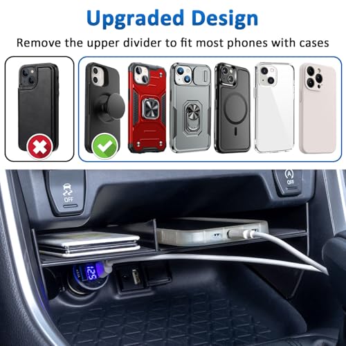 TOPINSTALL صينية فتحات ضخمة TOPINSTALL 2025 متوافقة مع تويوتا RAV4 و RAV 4 Prime من 2019-2025، فاصل صينية وحدة التحكم المركزية للهواتف مع حافظات، صينية تخزين صندوق الذراع - Image 2