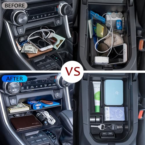 TOPINSTALL صينية فتحات ضخمة TOPINSTALL 2025 متوافقة مع تويوتا RAV4 و RAV 4 Prime من 2019-2025، فاصل صينية وحدة التحكم المركزية للهواتف مع حافظات، صينية تخزين صندوق الذراع - Image 5