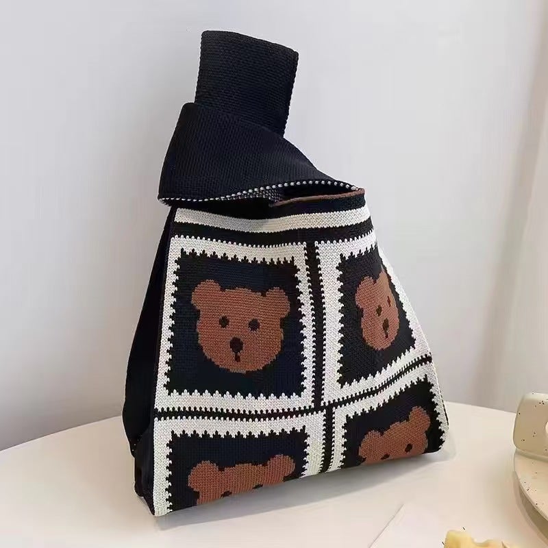 Knitted Cartoon Gift Bag Tote Handbag Outgoing Practical Gift Cyber Popular Lightweight Student Hand Carrying Casual Bag - Image 4