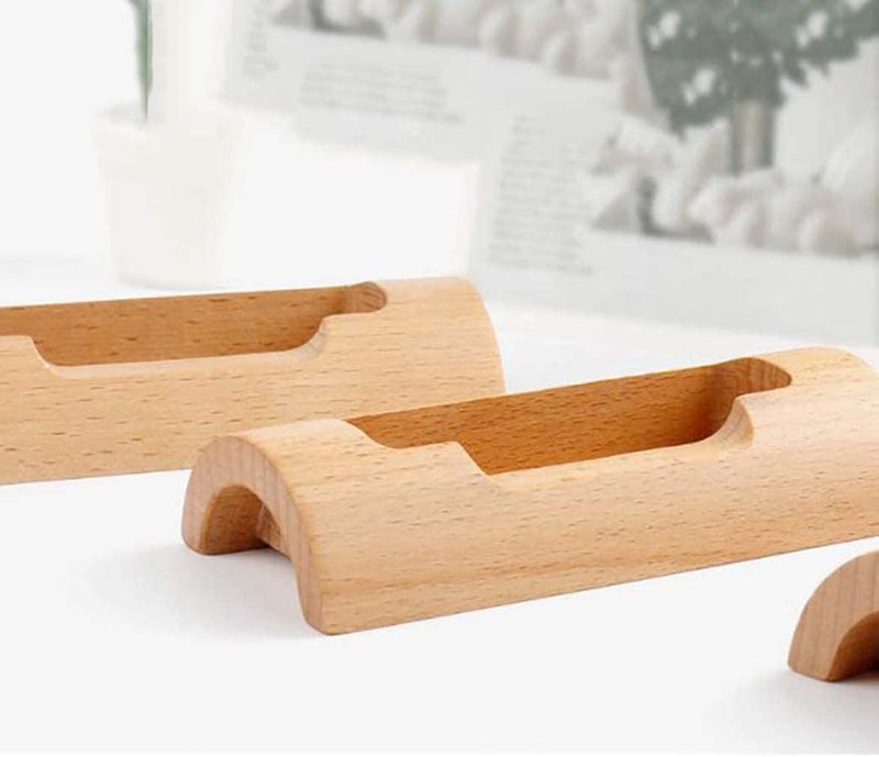 ZYNTIX Business Card Holder Card Organizer for Office Desk Visiting Card Holder Half Round Business Card Holder Desk Business Card Holder Stand Wooden Business Card Display Holders for Desktop (Wood) - Image 5