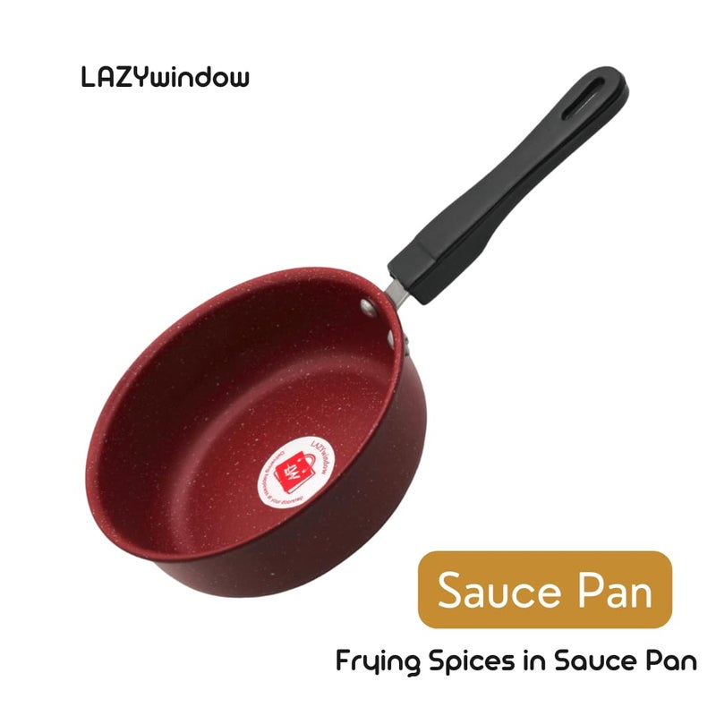LAZYwindow Nonstick Baby Sauce Pan/Frying Pan 17cm Dia, (Base Colour Maroon) Pack of 1 - Image 3