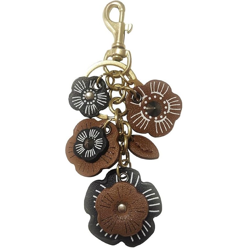 Yzikema Leather Flower Pendant Decorative Keyring, Cute Keychains Boho Accessories Key Ring for Women Purse Pendant Charms - Image 1