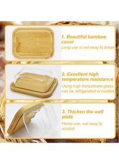 Generic Clear Butter Dish with Thick Bamboo Plate, Rectangular Butter Tray with Lid for Countertop and Refrigerator Freshness  - Image 3