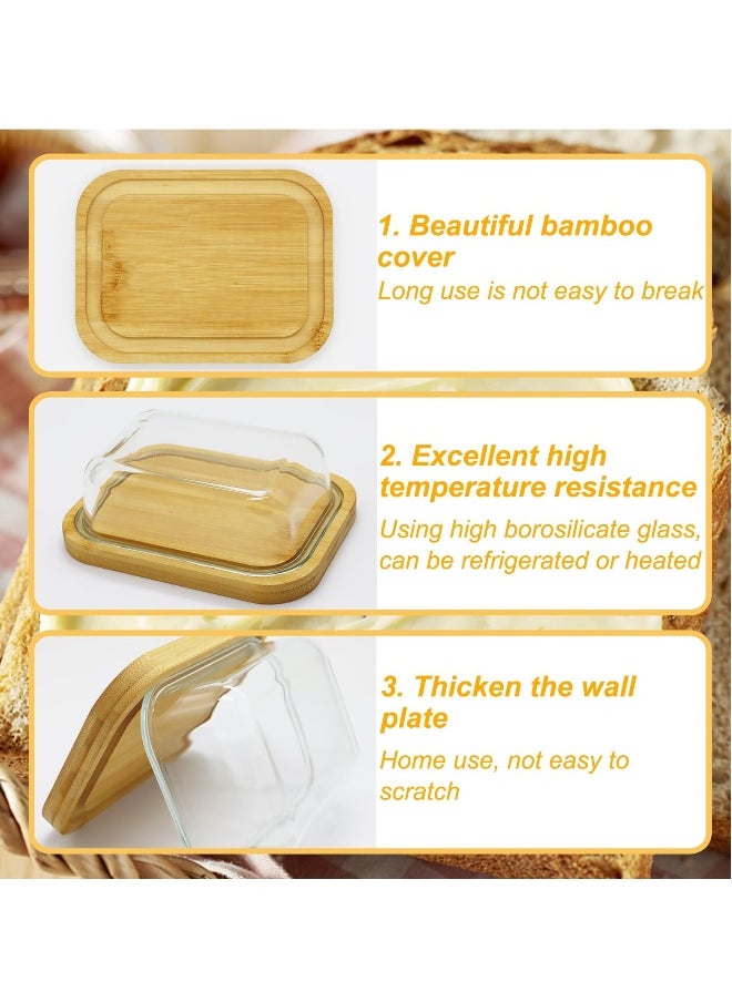 Generic - Clear Butter Dish with Thick Bamboo Plate, Rectangular Butter Tray with Lid for Countertop and Refrigerator Freshness - Image 1