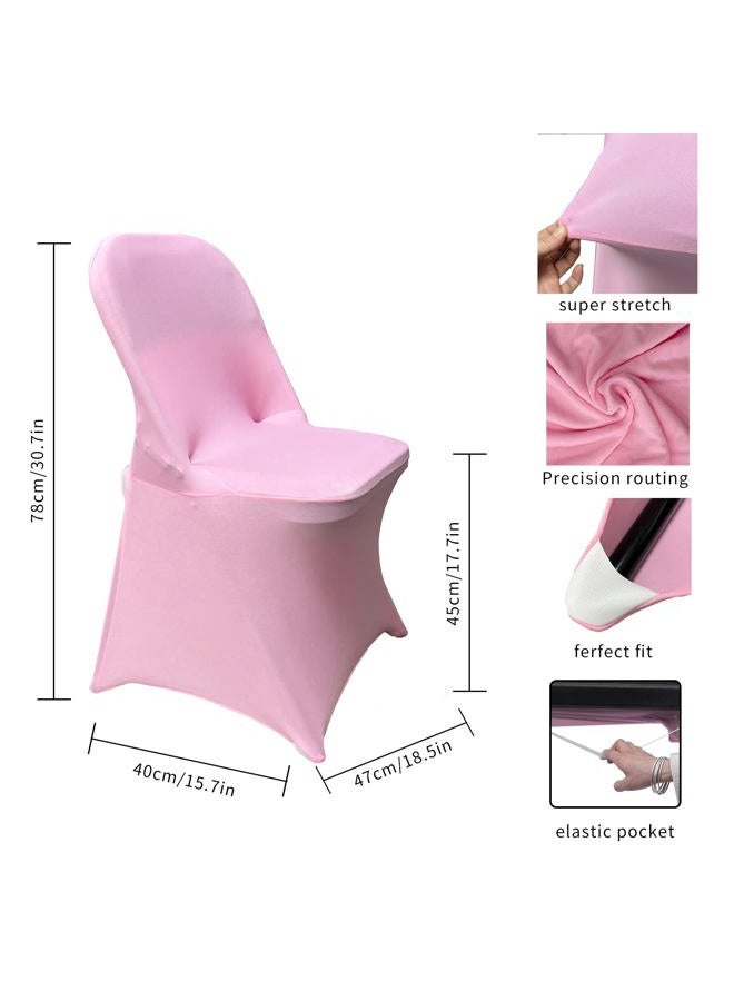 HAINARverS Folding Chair Covers for Wedding, 10pcs Stretch Spandex Washable Fabric Chair Cover, Decoration Chair Cover for Wedding, Party, Banquet, Birthday, Conference, Event(Pink, 10 PCS) - Image 3