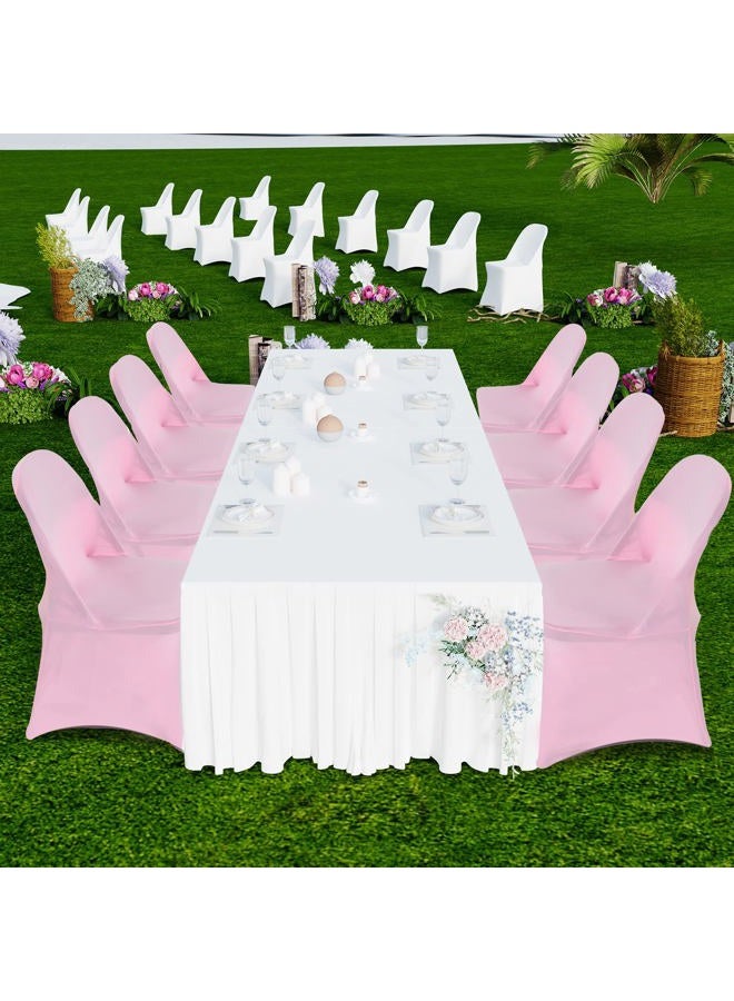 HAINARverS Folding Chair Covers for Wedding, 10pcs Stretch Spandex Washable Fabric Chair Cover, Decoration Chair Cover for Wedding, Party, Banquet, Birthday, Conference, Event(Pink, 10 PCS) - Image 2