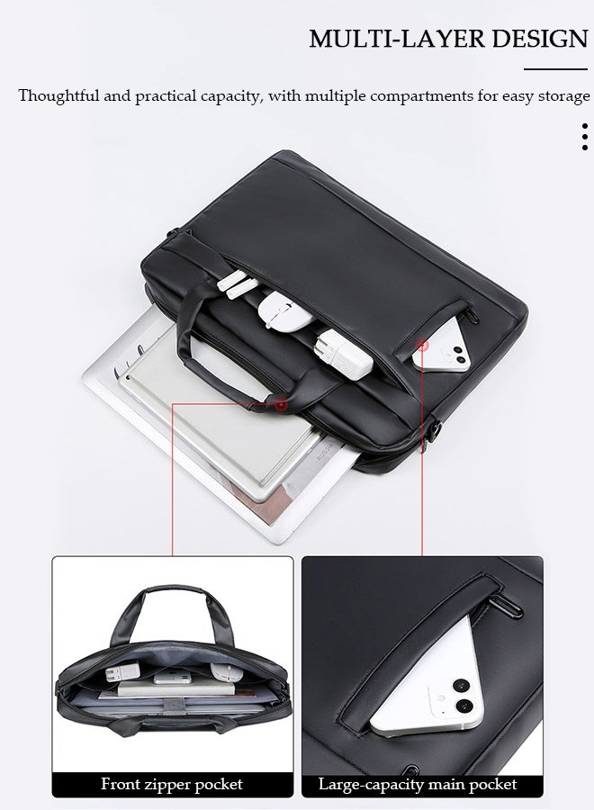 DUNISO Laptop Carrying Case for 15.6 Inch Laptops Tablets,Laptop Computer and Tablet Shoulder Bag with Pocket, Water Proof Shoulder Messenger Bag with Adjustable and Removable Shoulder Strap, Travel Briefcase with Zipper, Portable Handbag for Office Travel Daily Use - Image 4