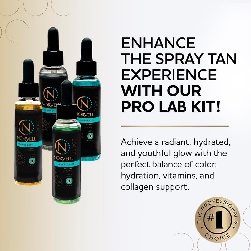 Norvell Pro Lab Kit â€“ Professional Spray Tan Additives with DHA Boost, Hydration Lift, Collagen Boost & Vitamin Bath â€“ Custom Sunless Tanning Results - Image 4