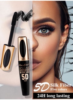 Maxfine 5D Silk Fiber Lash Mascara Waterproof, Luxuriously Longer, Thicker, Voluminous Eyelashes, Long-Lasting, Dramatic Extension, Smudge-proof, Hypoallergenic Formula, Black  - Image 2