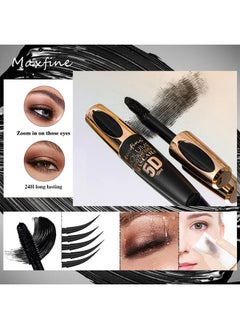 Maxfine 5D Silk Fiber Lash Mascara Waterproof, Luxuriously Longer, Thicker, Voluminous Eyelashes, Long-Lasting, Dramatic Extension, Smudge-proof, Hypoallergenic Formula, Black  - Image 4