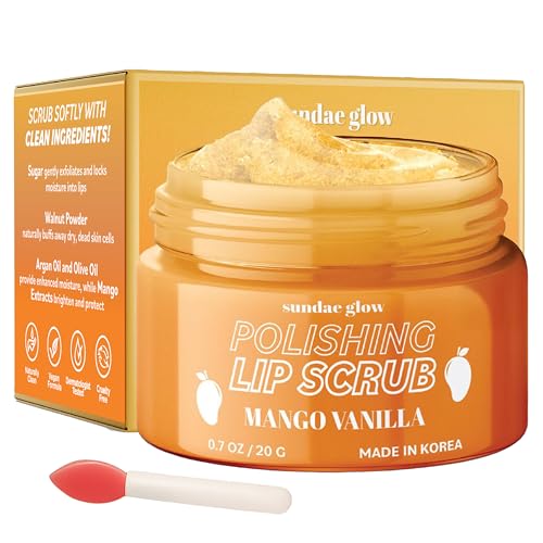 Sundae Glow Lip Scrub with Mango Vanilla Exfoliates Hydrates Repairs Smooths Softens Revitalizes Dry Lips Dermatologist Tested Korean Skin Care Clean Beauty CrueltyFree 1 Pack - Image 1