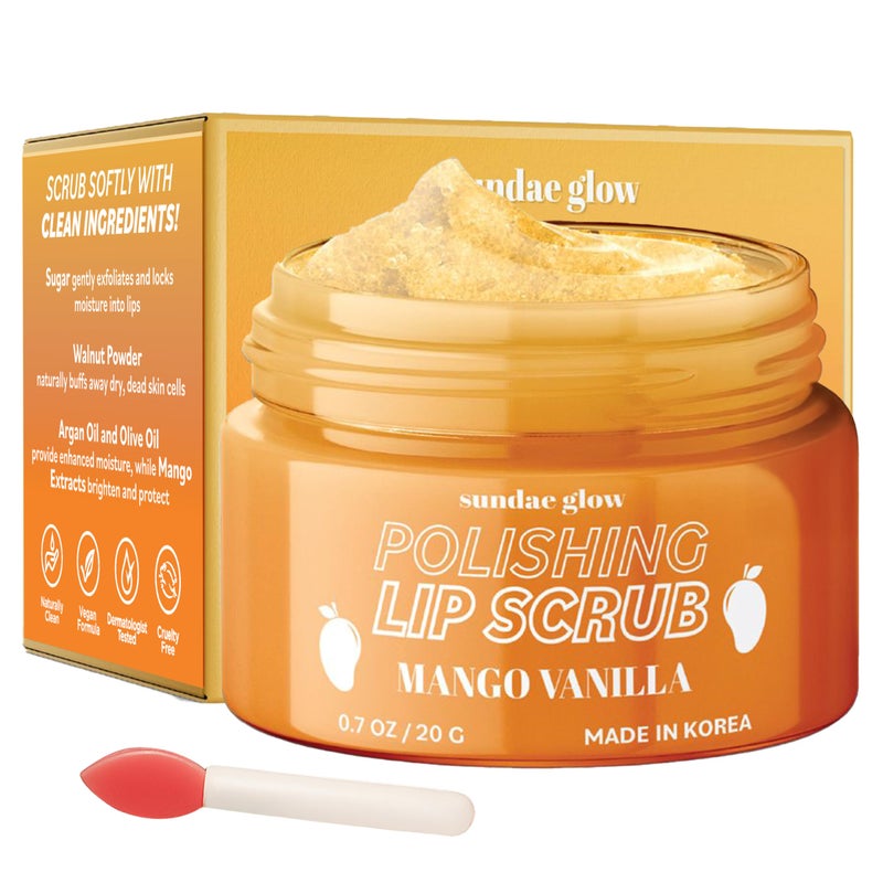 Sundae Glow Lip Scrub with Mango Vanilla Exfoliates Hydrates Repairs Smooths Softens Revitalizes Dry Lips Dermatologist Tested Korean Skin Care Clean Beauty CrueltyFree 1 Pack - Image 3