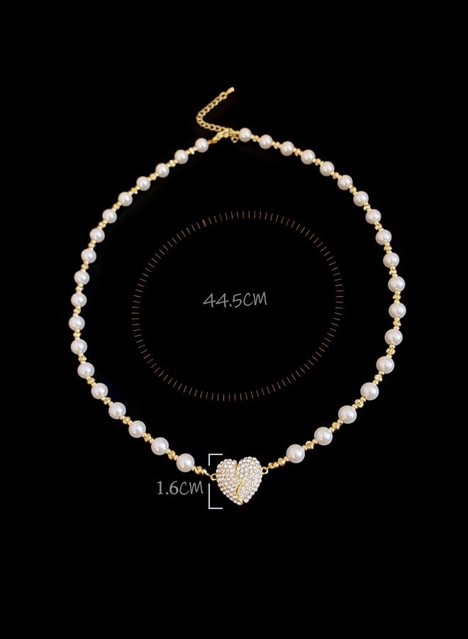 Hilyagems Pearl Heart Necklace Heart Choker Pendant for Women,Y2k Dainty White Love Pearl Beaded Necklace Chain Pearl Jewelry for Teen Grils Trendy Wedding Gifts - Image 5