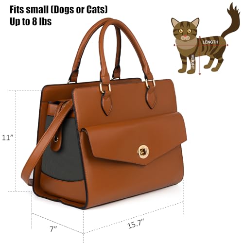 Minsong Stylish Pet Carrier Purse Leather Bag for Small Dogs Cats PuppyAirline Approved SoftSided Carriers - Image 3