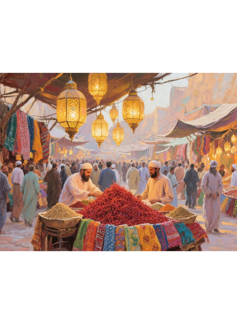 1000 قطعة من لوحة زيت مونيه أسلوب لغز سوق التوابل في دبي - تجربة فنية ملونة - Image 1