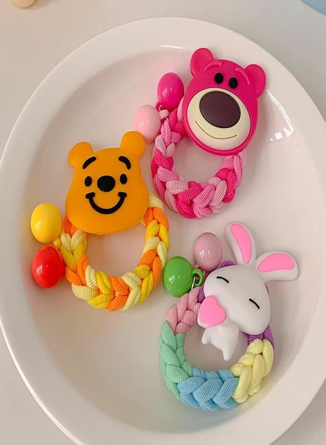 FICTIOUS Cartoon Elastic Hair Scrunchies - Soft & Stretchable Ponytail Holders, Baby Hair Clips, Toddler Snap Clips & Fun Hair Accessories for Girls & Kids (MULTICOLOR, 3PCS) - Image 1