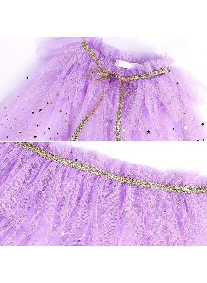 MissTiara Princess Cape Cloak Princess Dress,Fancy Dress Accessories Sparkling Sequins Cape for Girls, Kids Princess Shawl Cloak Cosplay Costume Birthday Cosplay Party - Image 2
