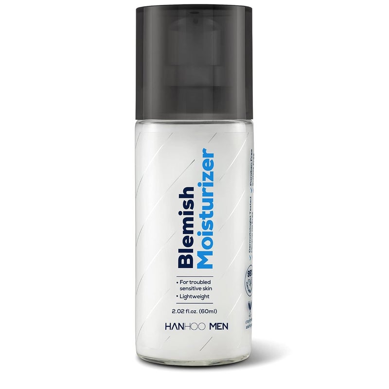 Hanhoo Men’s Blemish Moisturizer, 2.02 Fl. Oz., with Bamboo, Hyaluronic Acid, and Green Tea, Non-greasy Daily Facial Moisturizer, Post-Shave Care, For Acne-Prone Skin, Korean Skincare