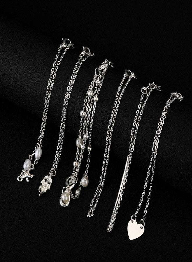 Softones 12Pcs Ankle Bracelets for Women Gold Silver Two Style Chain Beach Anklet Bracelet Jewelry Anklet Set,Adjustable Size - Image 5