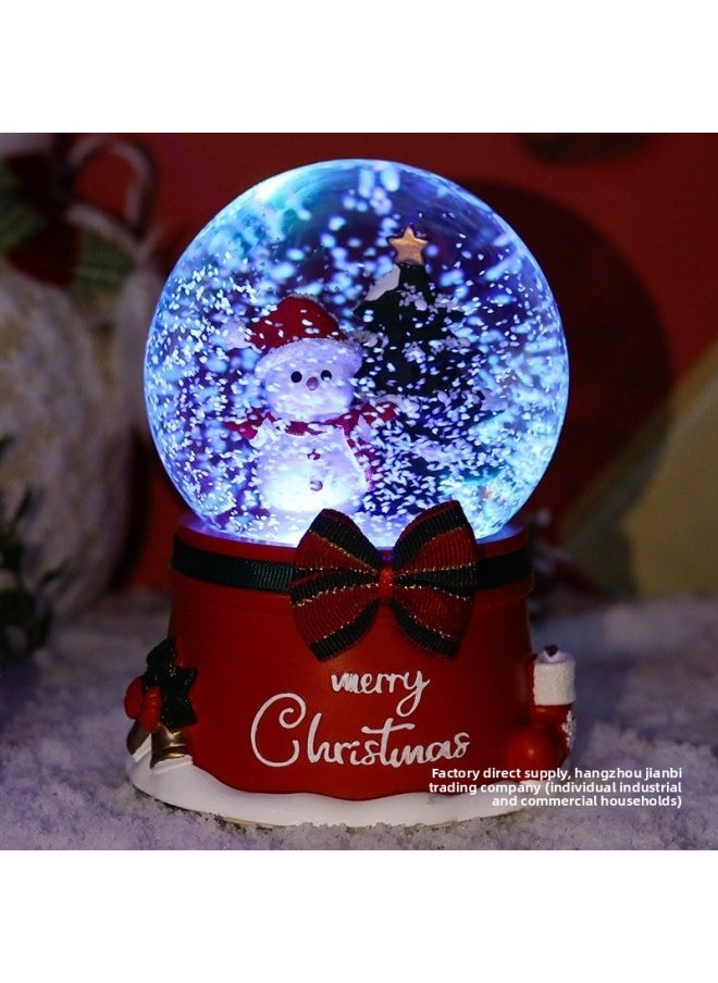 Gift For The Elderly Luminous Rotating Crystal Ball Music Box Girls Music Box Eve Children's Girlfriend-Color:6001 Automatic Snow + Lanterns + Music Medium Size  - Image 3