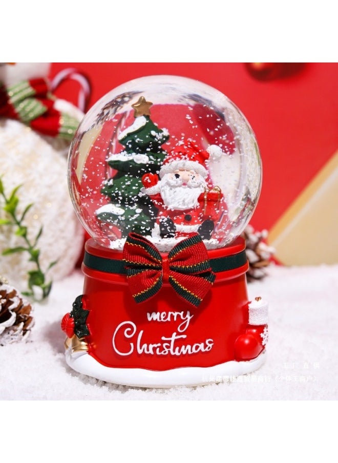 Gift For The Elderly Luminous Rotating Crystal Ball Music Box Girls Music Box Eve Children's Girlfriend-Color:6001 Automatic Snow + Lanterns + Music Medium Size  - Image 2