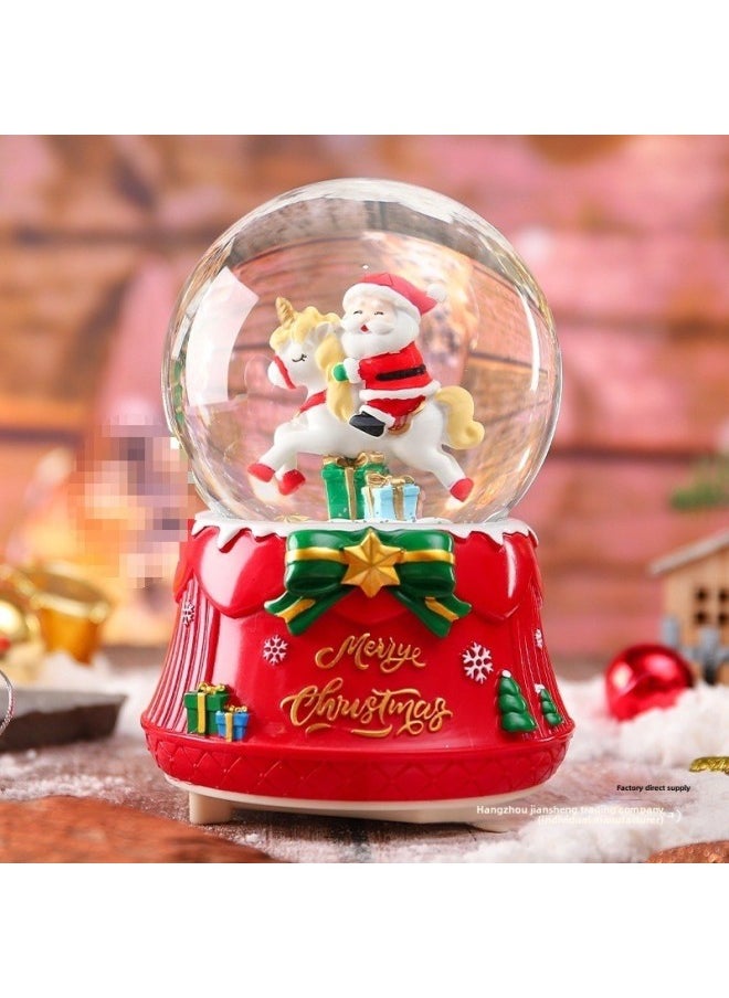 Gift For The Elderly Luminous Rotating Crystal Ball Music Box Girls Music Box Eve Children's Girlfriend-Color:6001 Automatic Snow + Lanterns + Music Medium Size  - Image 5