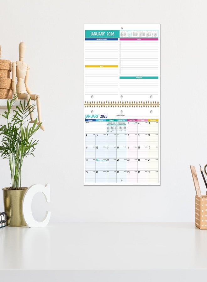 BowCuk 2026 Calendar - 2026 Wall Calendar, 11 x 8.5 In, Jan 2026 - Dec 2026, Small Monthly Calendar 2026, 3-Hole Punched Binder Calendar with Memo Pages, Ruled Blocks, Thick Paper, Holidays, To-dos ＆ Notes - Image 2