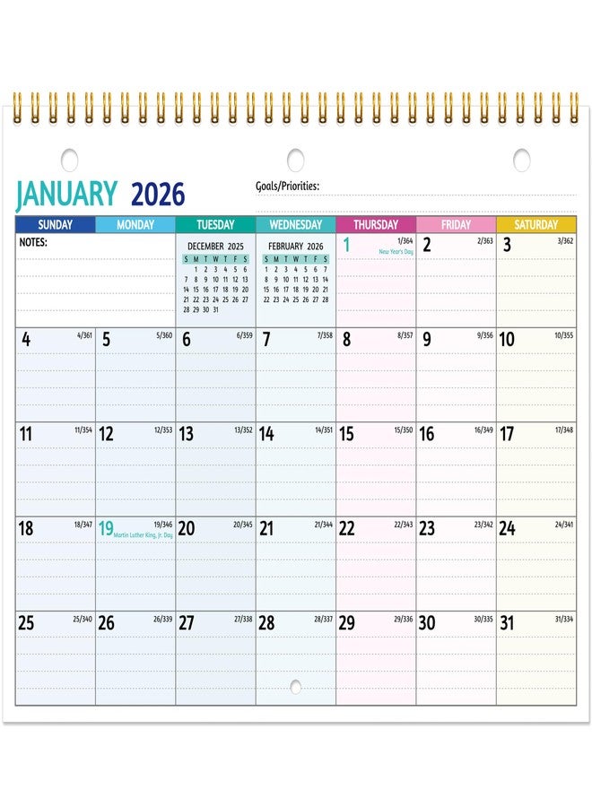 BowCuk 2026 Calendar - 2026 Wall Calendar, 11 x 8.5 In, Jan 2026 - Dec 2026, Small Monthly Calendar 2026, 3-Hole Punched Binder Calendar with Memo Pages, Ruled Blocks, Thick Paper, Holidays, To-dos ＆ Notes - Image 1