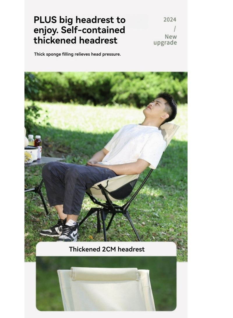 XiuWoo 360° Rotatable Portable Outdoor Beach Camping Chair Ultra Light Portable Folding Moon Chair for Camping Park Fishing - Image 5