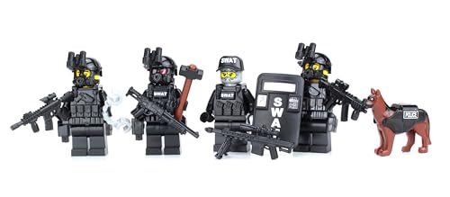Battle Brick مجموعة معركة براك 16 بوصة طاقم شرطة SWAT القابلة للجمع مع شخصيات مخصصة متوافقة مع قطع LEGO 70 ملحقات مصنوعة في الولايات المتحدة الأمريكية شخصيات أصلية للأعمار من 10 إلى البالغين AFOL - Image 1