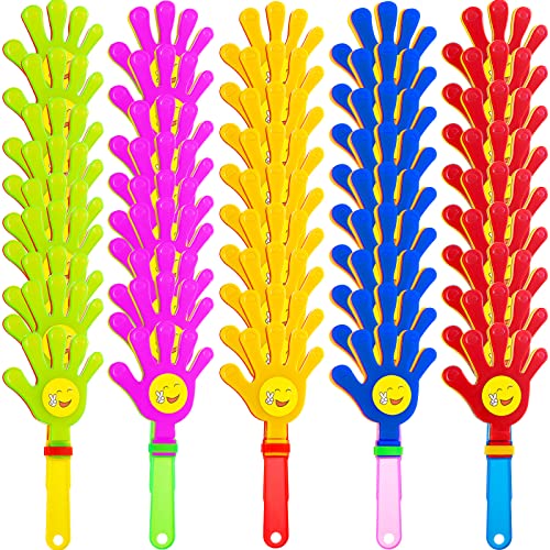 Sratte 80 Pcs Hand Clappers Plastic Noise Makers Party Favors Game Accessories Clapping Hands Noisemakers for Sporting Events Company Fiesta Party Birthday Gift Supplies 75 Inch Sticker Style - Image 1