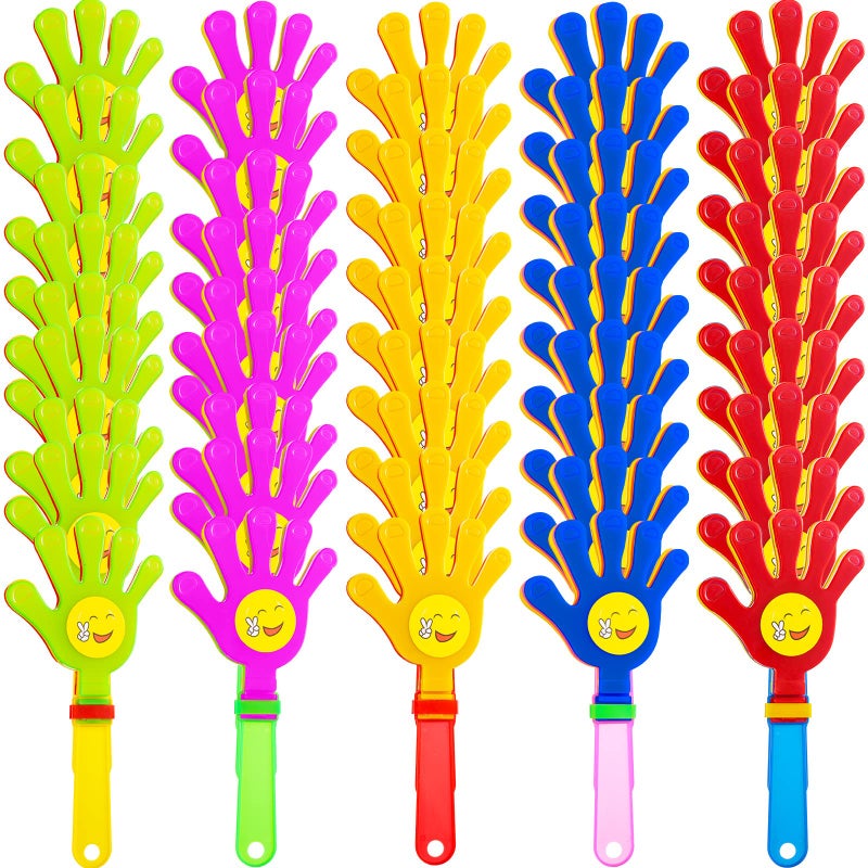 Sratte 80 Pcs Hand Clappers Plastic Noise Makers Party Favors Game Accessories Clapping Hands Noisemakers for Sporting Events Company Fiesta Party Birthday Gift Supplies 75 Inch Sticker Style - Image 2