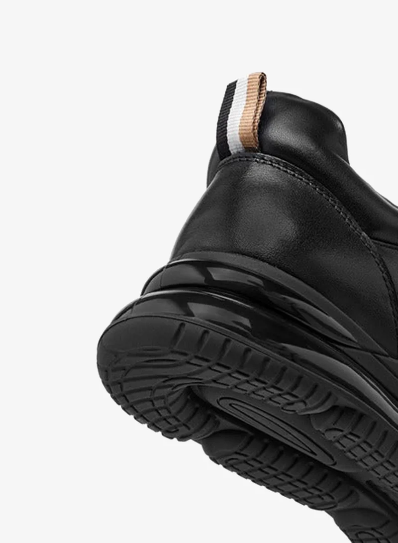 DUCHINI BLACK Men'S Leather Panelled Lace-Up Sneakers for Men | Best Price UAE