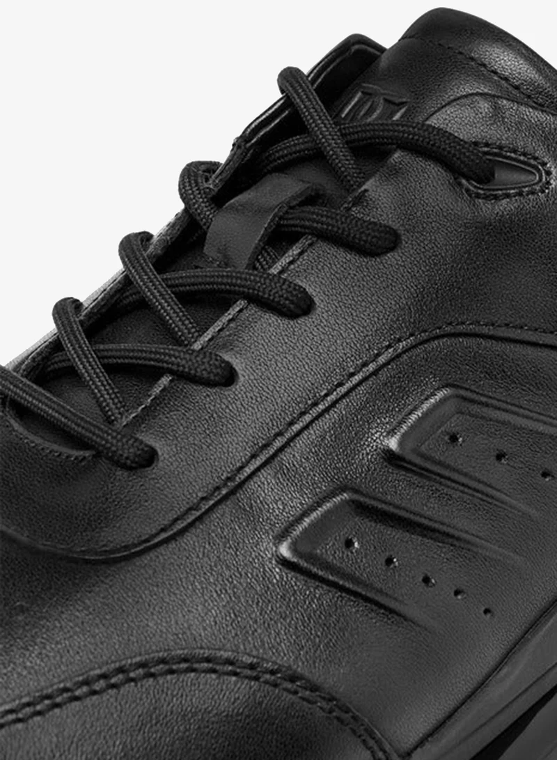 DUCHINI BLACK Men'S Leather Panelled Lace-Up Sneakers for Men | Best Price UAE