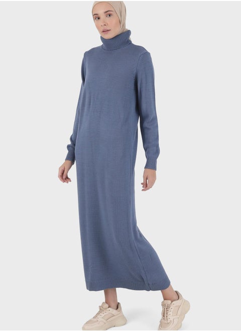 Turtle Neck Knitted Dress