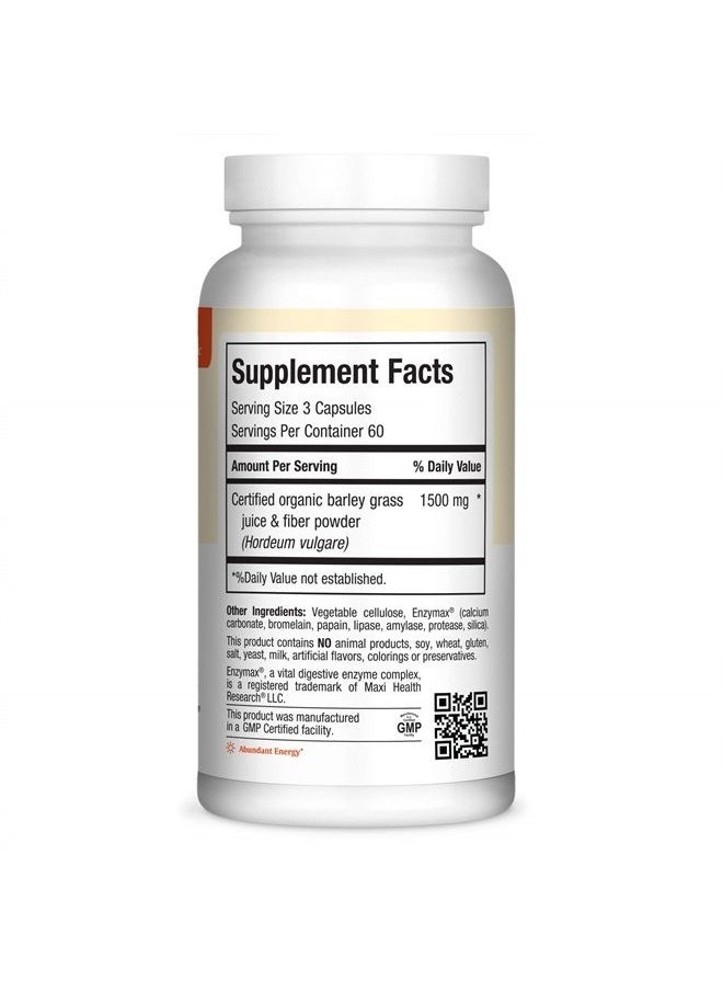 Maxi Health Green Concentrate - Organic Energy Booster - Barley Grass - 180 Capsules - Kosher  - Image 2