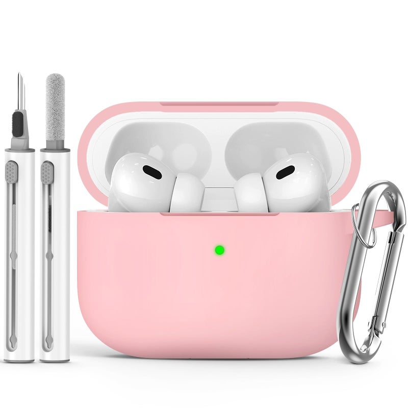 Ljusmicker for AirPods Pro Case Cover with Cleaner KitSoft Silicone Protective Case for Apple AirPods Pro 2nd1st Generation Case for Women MenAirPod Pro Case Accessories with KeychainPink - Image 2