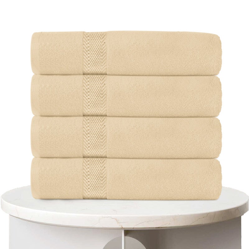 REST Bath Sheet   Set of 4 Linen Cotton Bath Sheet  100x150cm , 39x59 inch Absorbent Cotton Hotel Quality Quick-Dry Durable Comfortable Stylish Thick Bath Sheet Set Machine Washable - Image 1