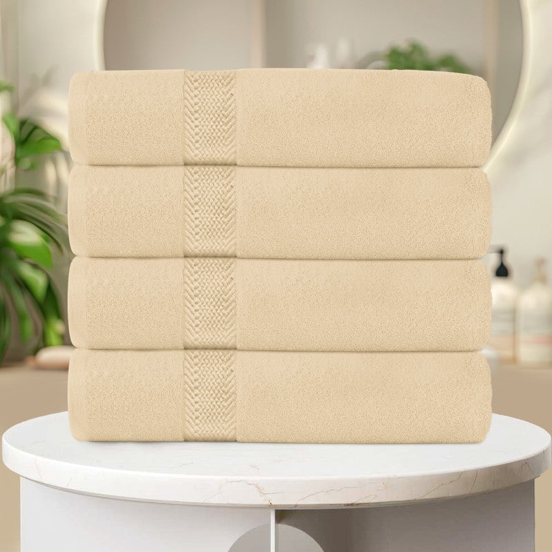 REST Bath Sheet   Set of 4 Linen Cotton Bath Sheet  100x150cm , 39x59 inch Absorbent Cotton Hotel Quality Quick-Dry Durable Comfortable Stylish Thick Bath Sheet Set Machine Washable - Image 2