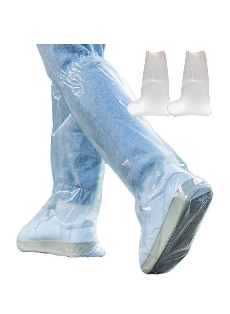 NOVOLAN Disposable Rain Shoes 10 Pairs, Rain Boots, Waterproof, Non-Slip, High-Top Shoe Covers, Thickened Wear-Resistant Transparent Plastic Foot Covers for Rainy Days, Rain-Proof outer Wear - Image 1