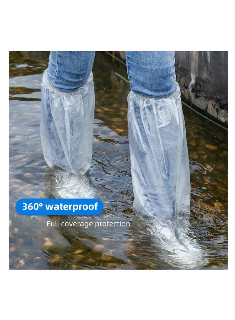 NOVOLAN Disposable Rain Shoes 10 Pairs, Rain Boots, Waterproof, Non-Slip, High-Top Shoe Covers, Thickened Wear-Resistant Transparent Plastic Foot Covers for Rainy Days, Rain-Proof outer Wear - Image 4