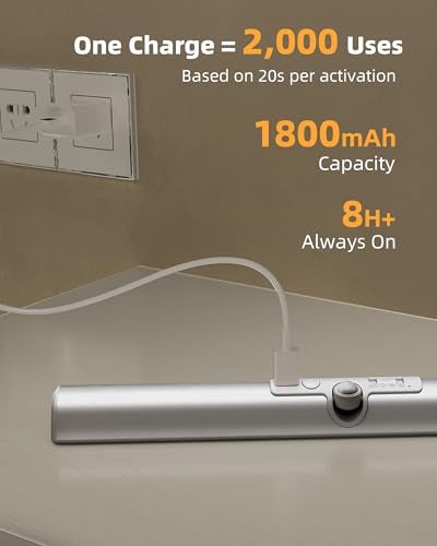 EZVALO 13-inch Motion Sensor Closet Lights, 1800mAh Rechargeable Battery Lights with Rotatable Sensor, Glare-Free, 3 Color Temps & Dimmable Cabinet Lights for Closet, Pantry, Wardrobe - 2 Pack - Image 4