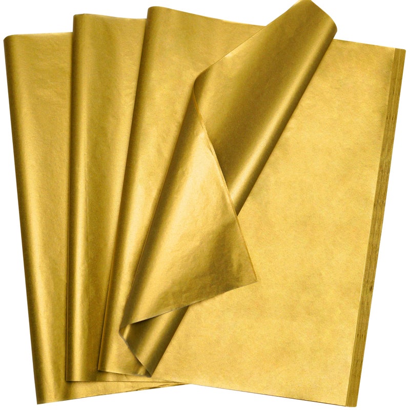 Bobobag 100 Sheets 14"X20" Metallic Gold Tissue Paper for Gift Bags, Christmas Gift Wrapping, Birthday,Anniversary, Holiday Decoration - Image 1
